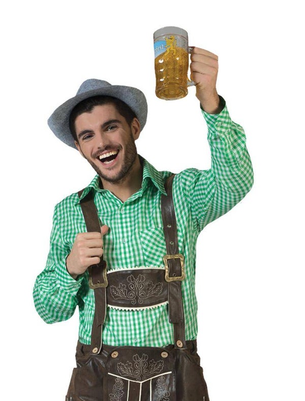 Tiroler Blouse groen geruit, Maat 56/58*