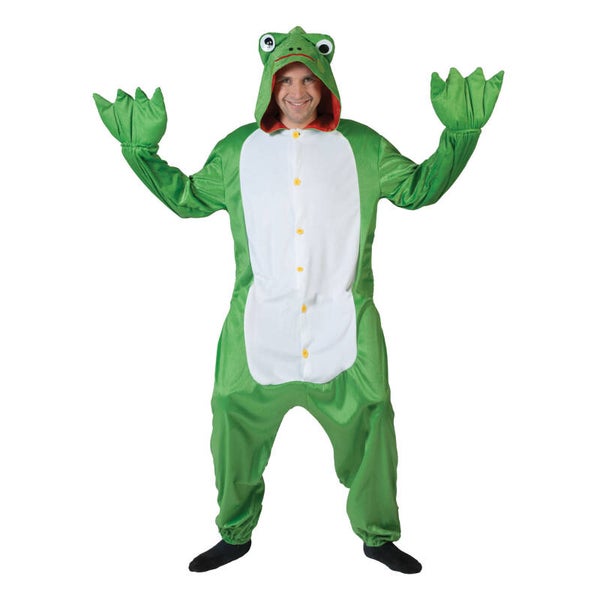 Kikker Kostuum Jumpsuit met Kap & Kikkerpoten, Unisex
