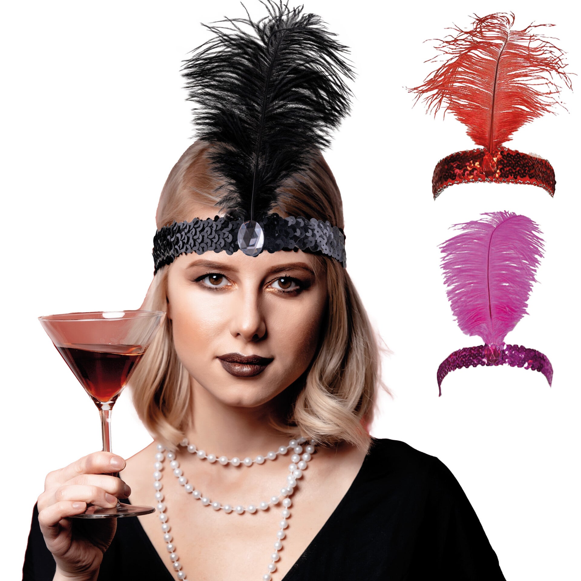 Charleston hoofdband met veer