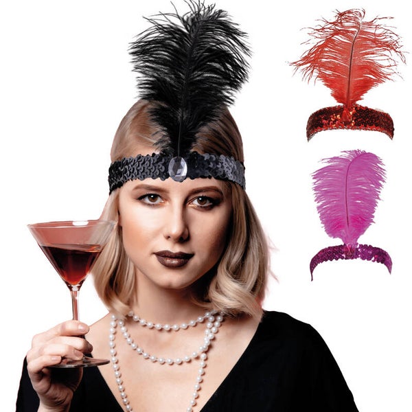 Charleston hoofdband met veer