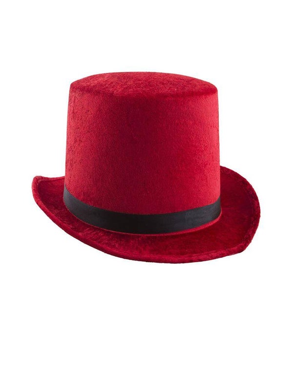Rode hoge hoed velours