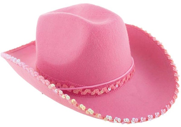 Roze cowboyhoed met pailletten rand