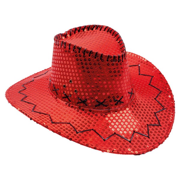 Cowboyhoed met pailletten Rood
