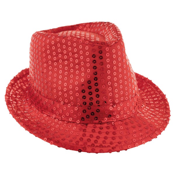 Rode glitterhoed met pailletten