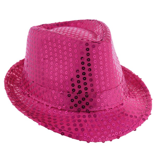 Roze glitterhoed met pailletten