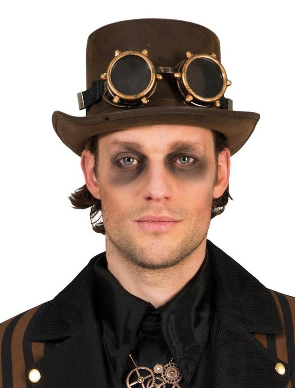 Hoge hoed lederlook Bruin