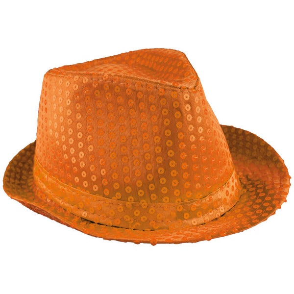 Hoed met pailletten fluor Oranje