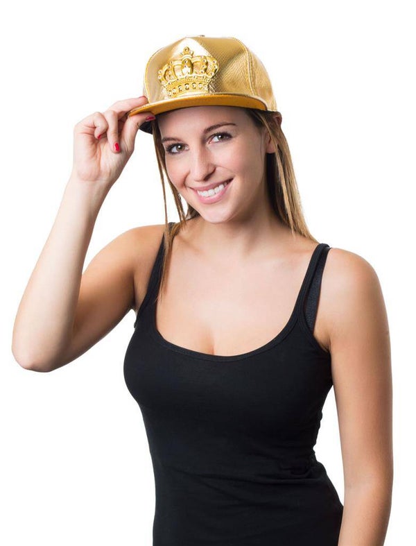 Baseballpet goud met kroon