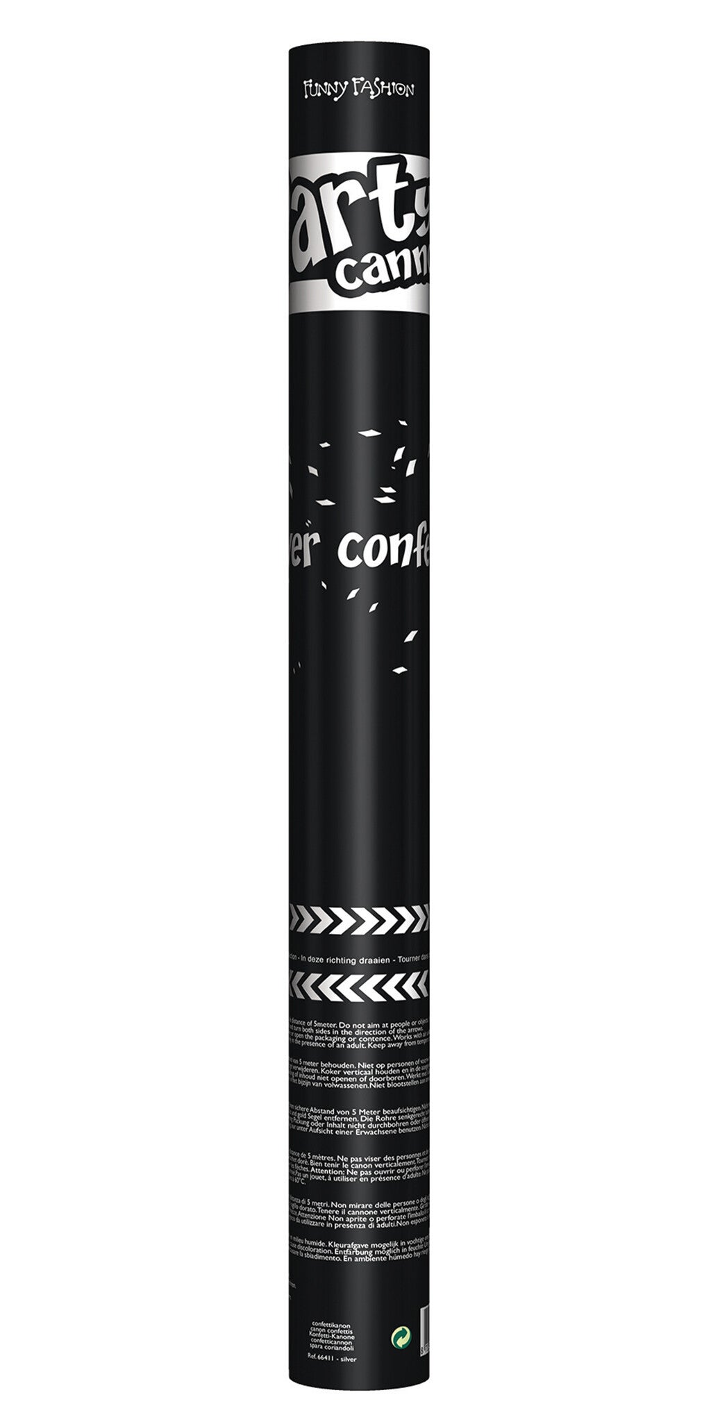 Confettikanon 60 cm zilver