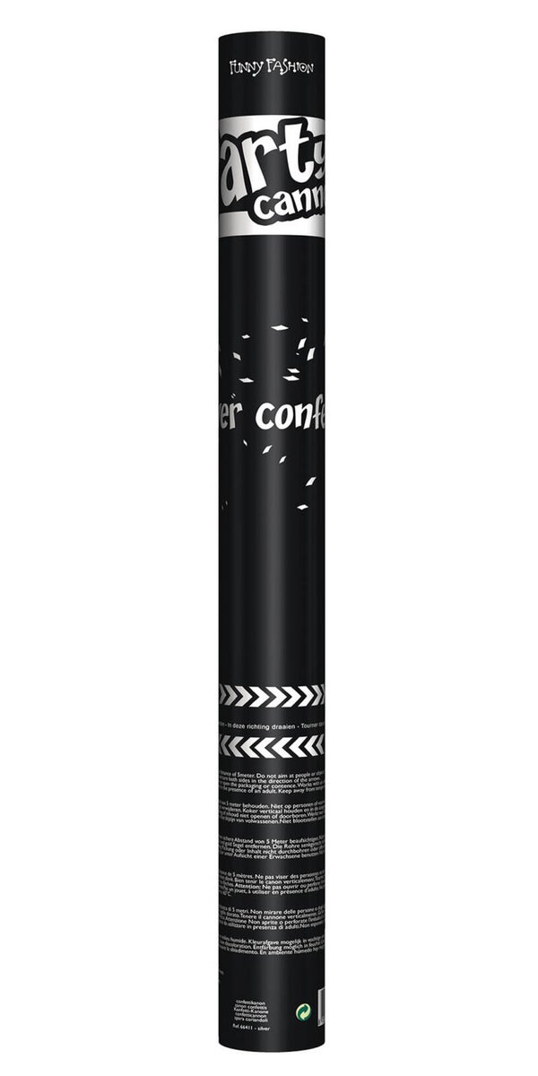 Confettikanon 60 cm zilver