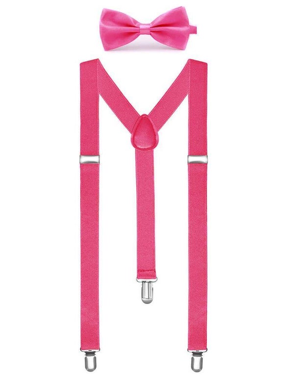 Bretellen met vlinderdas roze