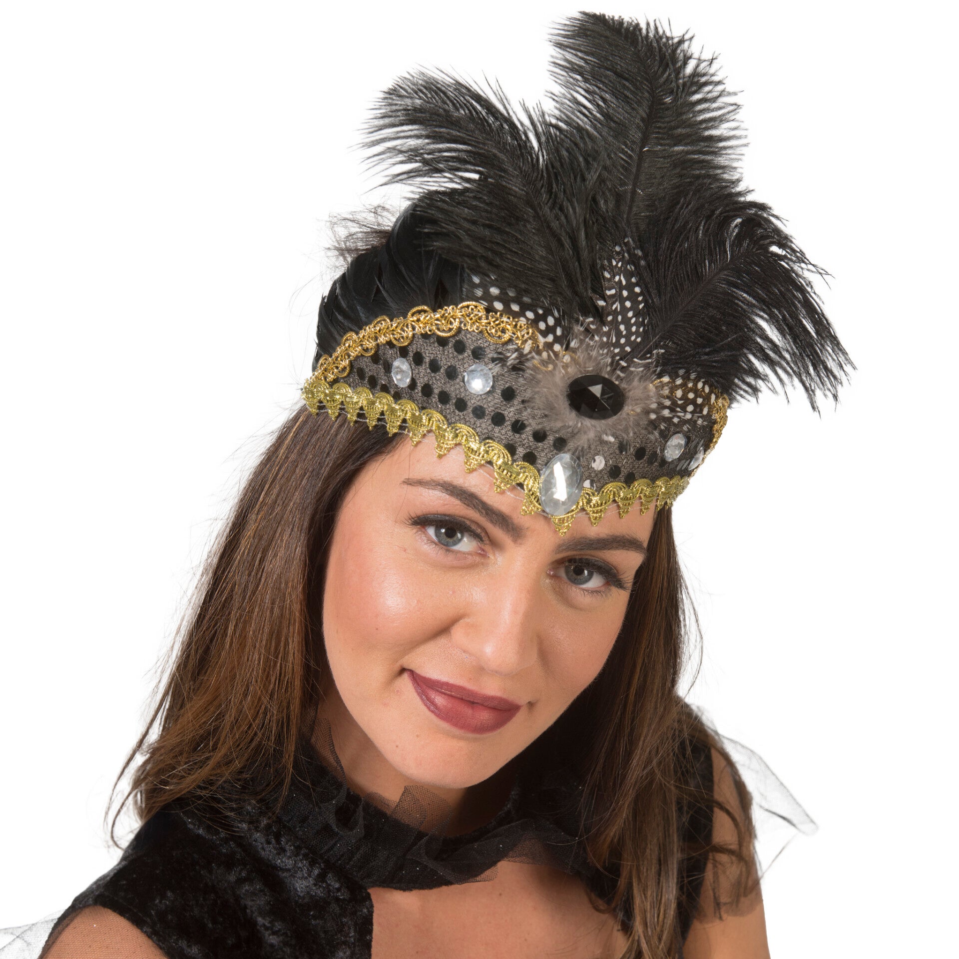 Charleston Show Hoofdband met zwarte veren