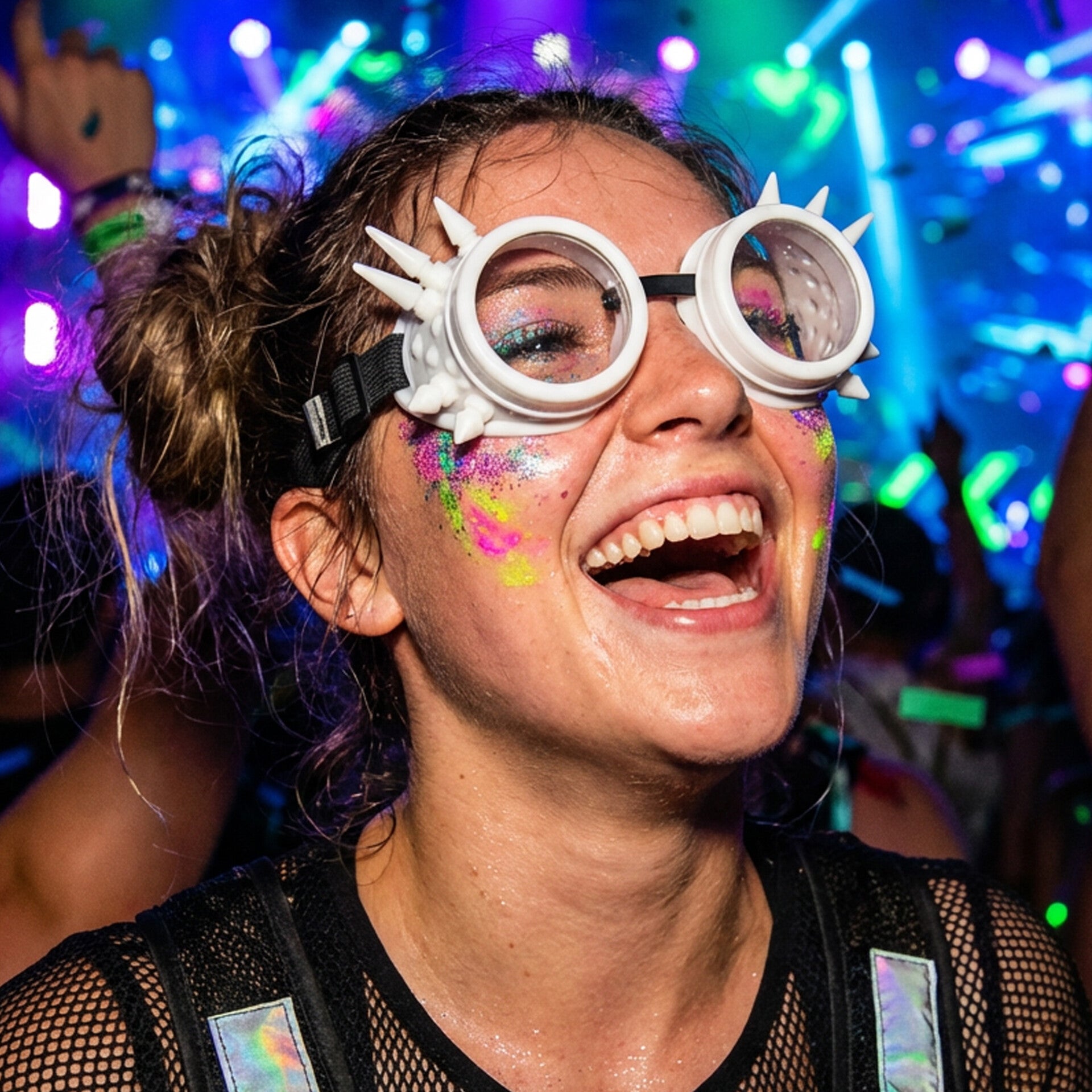 Bril steampunk met studs wit