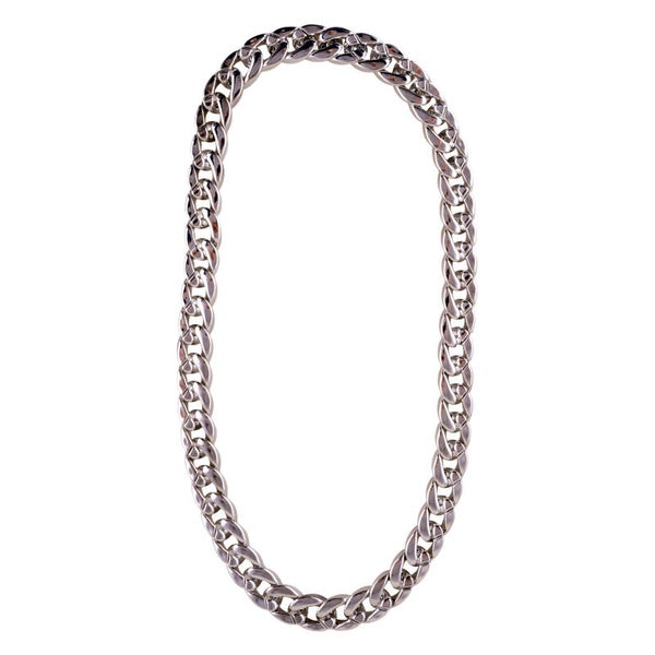 Halsketting met grote schakels  zilver kleurig