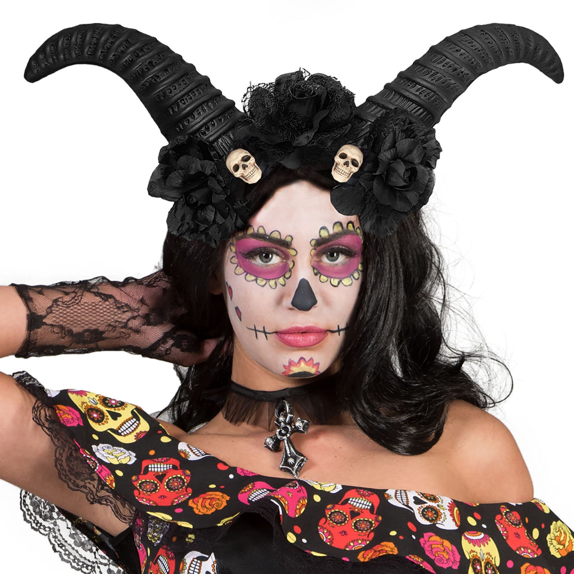 Diadeem met zwarte hoorns