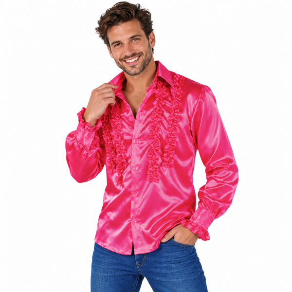Satijnen Rouches Hemd Roze