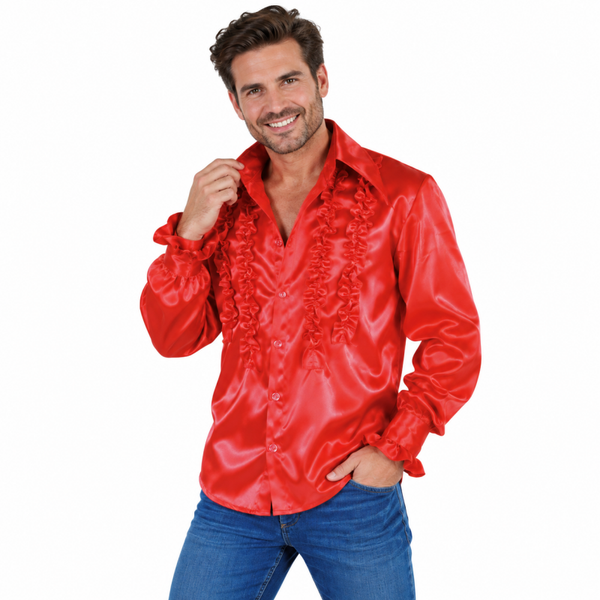 Satijnen Rouches Hemd Rood