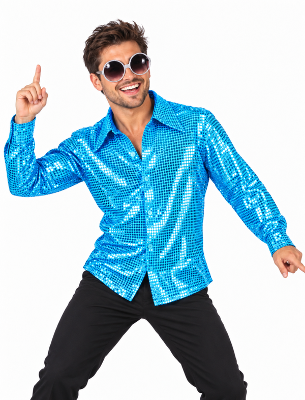 Aqua Glitter Disco Overhemd