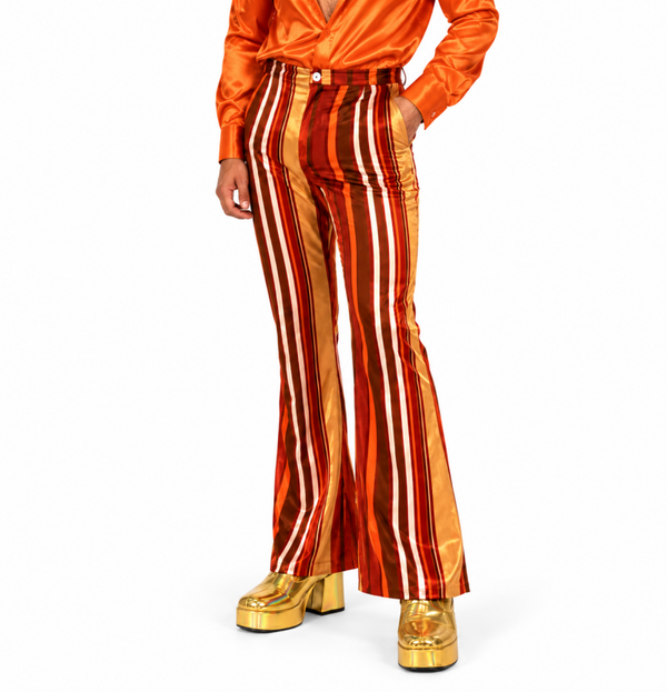 🔥 OUTLET 🔥 Disco Hippie Broek Gestreep Flared Bruin
