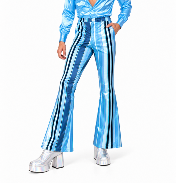 🔥 OUTLET 🔥 Disco Hippie Broek Gestreep Flared Blauw