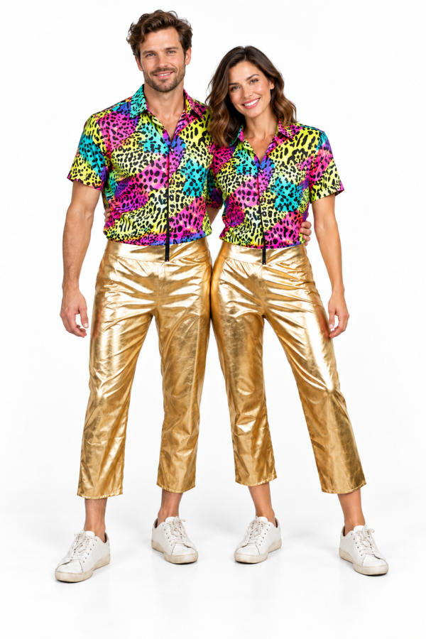 Unisex Driekwart Flashy Broek Goud Metallic
