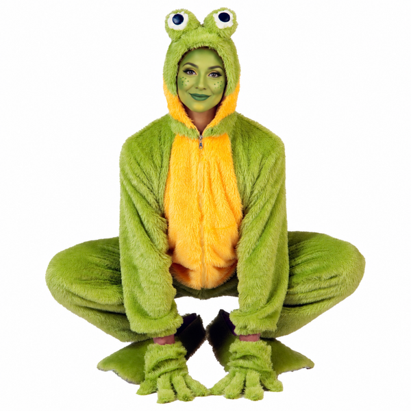 Kikker Kostuum Deluxe – Pluche Onesie met Capuchon, Handen & Voeten