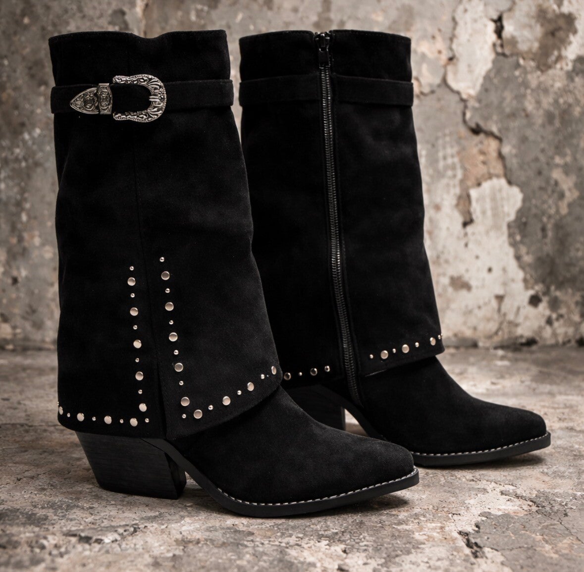 ‼️ LAATSTE MAATJE ‼️ Suedine Cowboy Laars Studs Flap, Maat 38