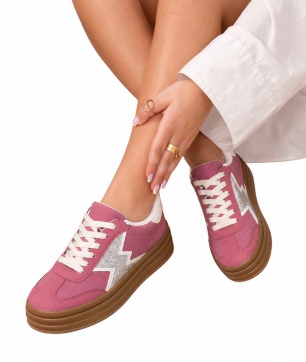 ‼️ ACTIE ‼️ Trendy Roze Sneaker Bliksemschicht