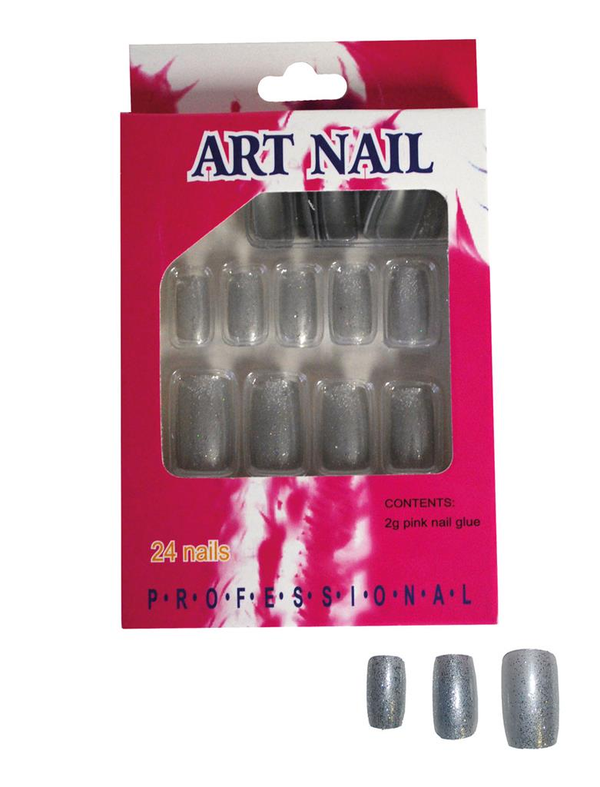24 nagels giltter zilver