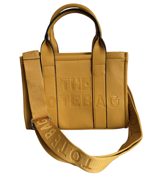 Mini Schoudertas in tote bag-design Oker geel