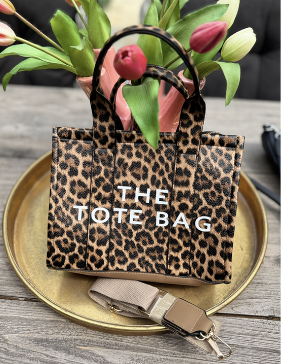 Schoudertas in tote bag-design Bruin Leopard met br-band