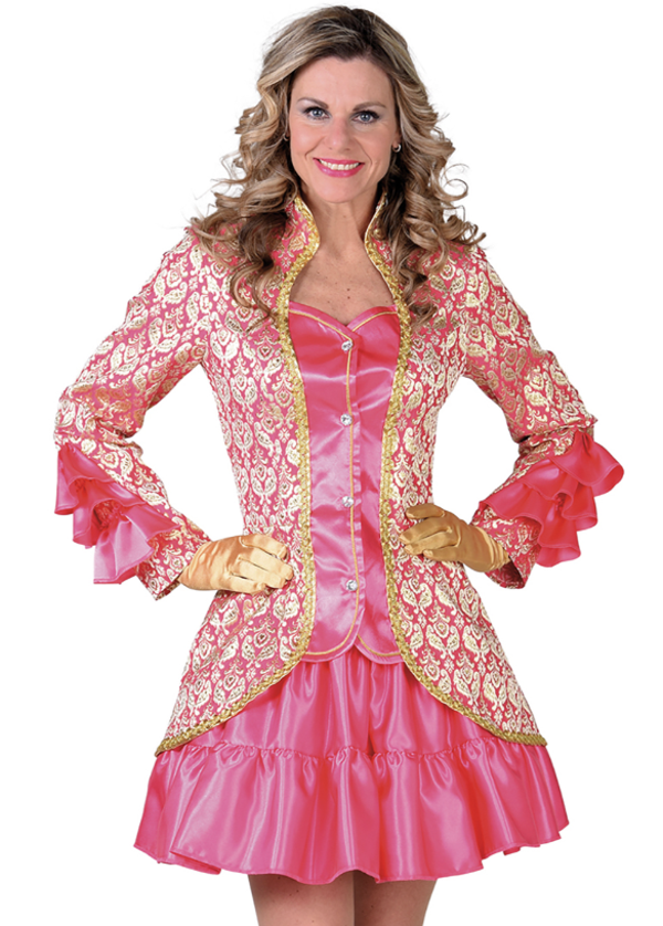 Carnavals jas Brocaat Burlesque Roze