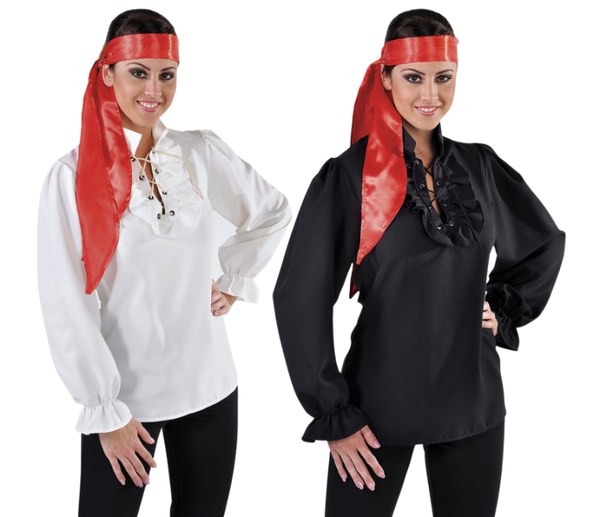 Piraten blouse zwart of wit