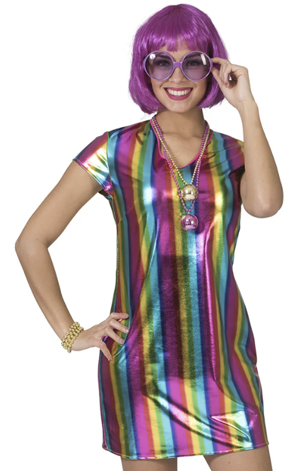 Metallic Glanzende Regenboog Jurk