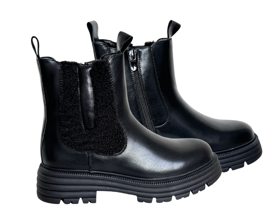 Zwarte Chelsea Boots met Teddy