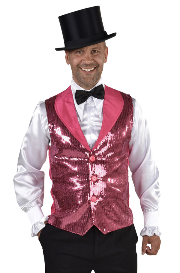 Vest Pailletten Lux Roze