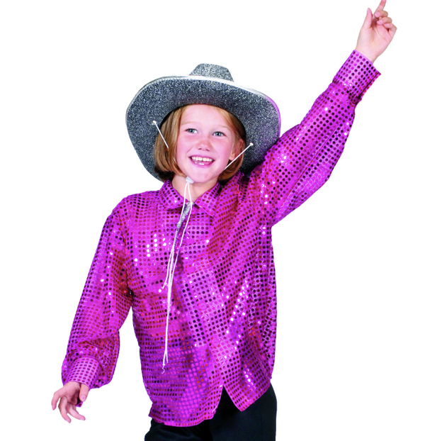 Disco Glitter blouse roze, maat 116