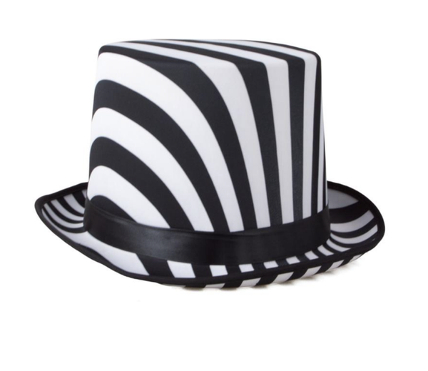 Hoge hoed zwart wit gestreept