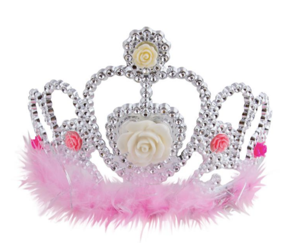 Tiara met marabou en nep diamanten