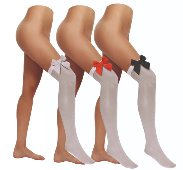 Kniekousen wit met strik