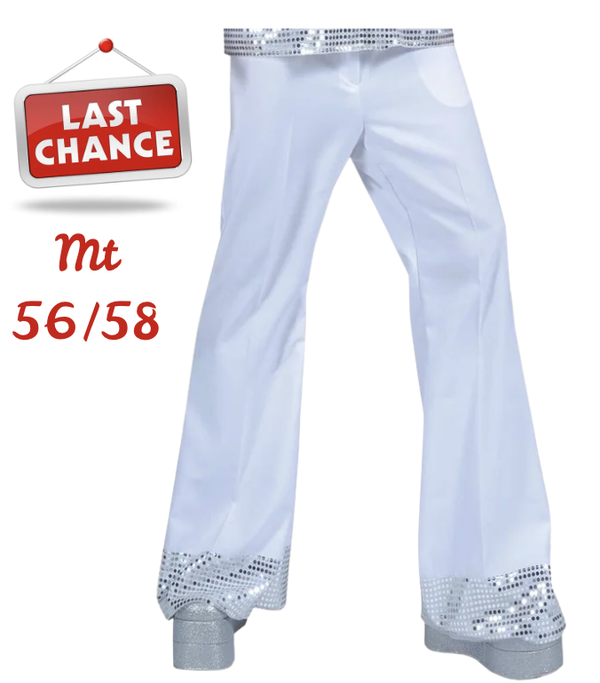 Disco Broeken met glitter WIT, Maat 56/58*