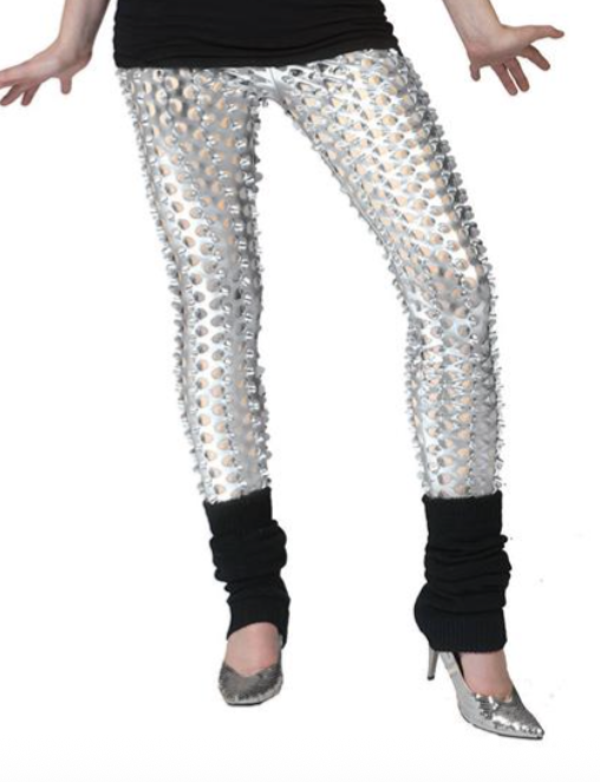 Legging met gaten zilver