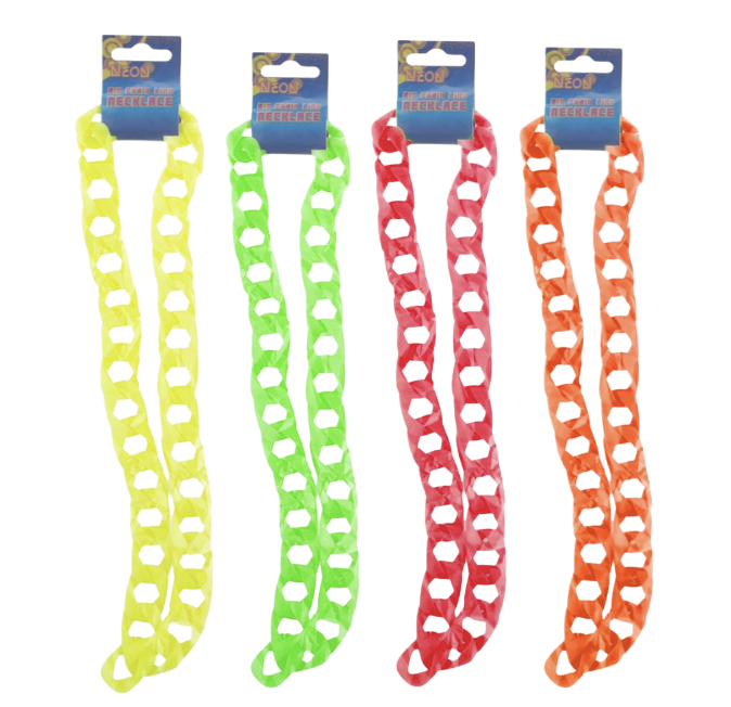 Halsketting met grote schakels fluo