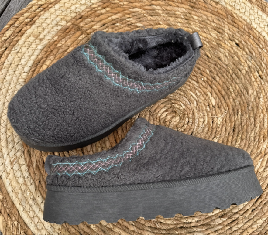 Heerlijk gevoerde warme sloffen Grijs