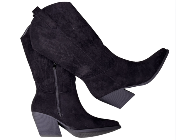 Stoere suèdine cowboylaarzen zwart