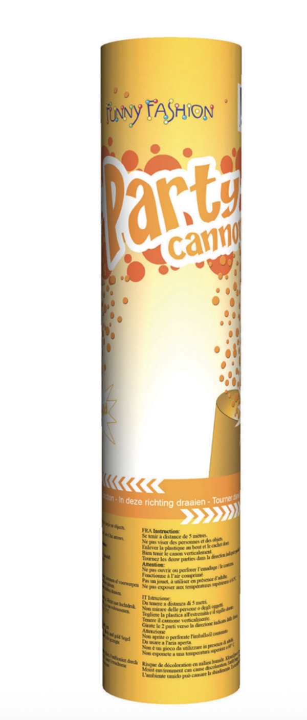 Confettikanon 20 cm goud
