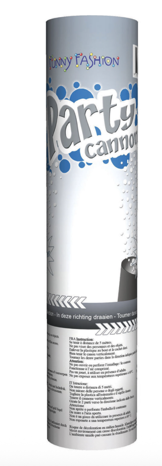 Confettikanon 20 cm zilver