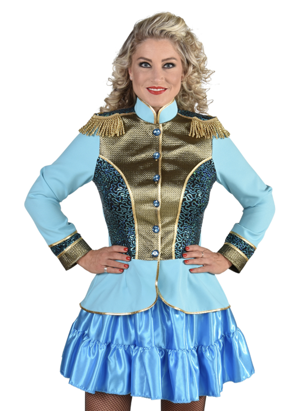 Carnavals Jas Turquoise, Maat XS = 34