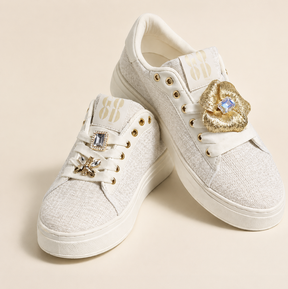 Embleem Sneakers Beige Rose