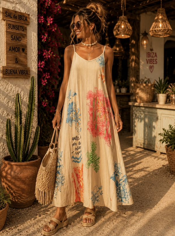 Boho Ibiza Maxi Jurk " Flowers" One Size fits all